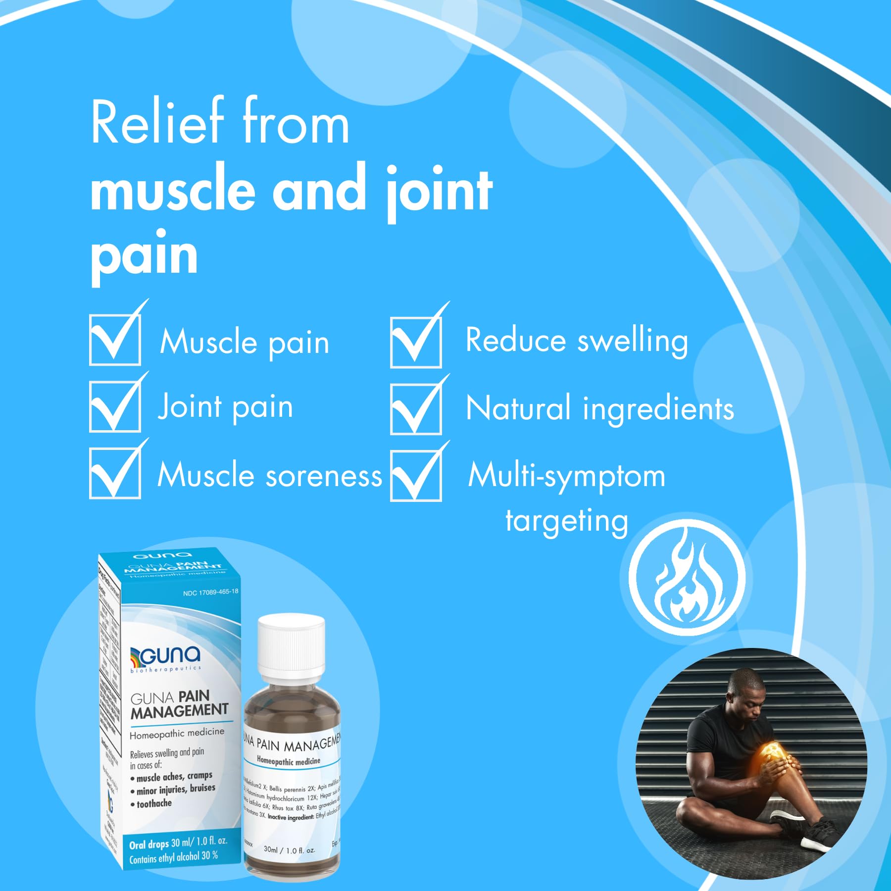 Guna Pain Management Relieves Muscle Pain, Muscle Soreness, Joint Pain, Swelling from Injuries & Bruises - 1 Ounce - TrustMedUSA