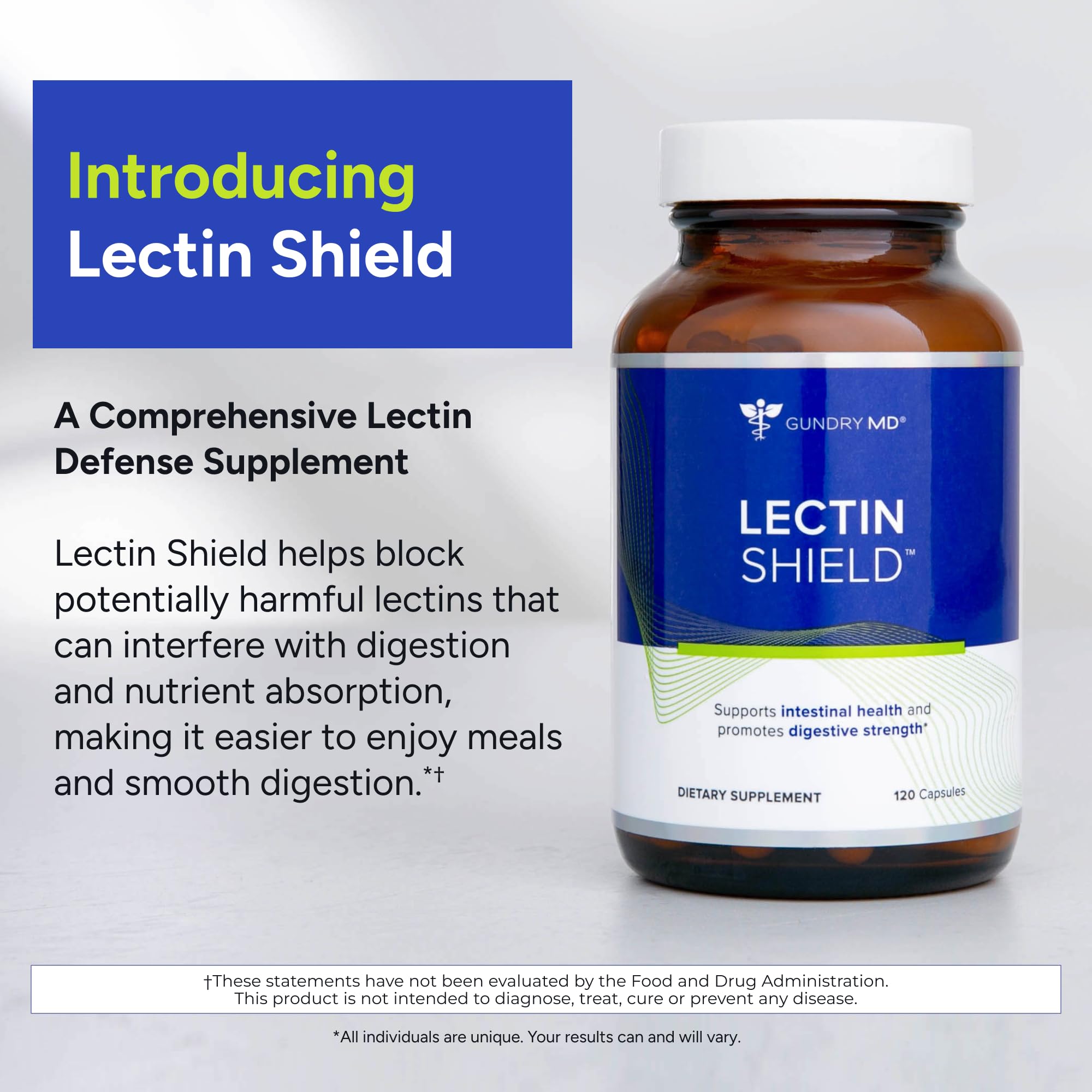 Gundry MD® Lectin Shield, Gut Health and Digestion Supplement, Helps Block Potentially Harmful Lectins, Supports Digestive Comfort - TrustMedUSA