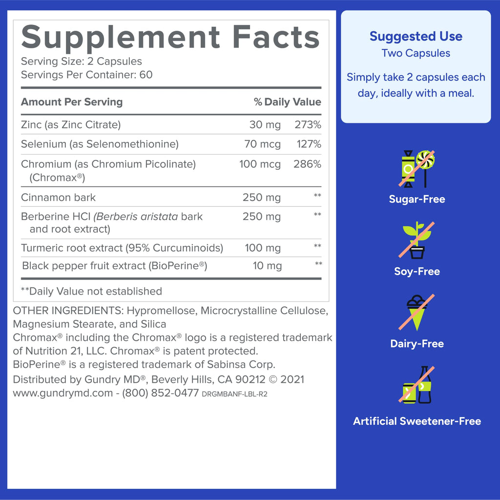 Gundry MD® Metabolic Advanced Nutrient Blend with Berberine to Support Healthy Metabolism, 120 Count - TrustMedUSA
