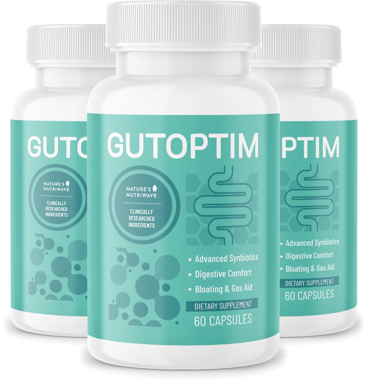 GutOptim Probiotic & Prebiotic Capsules | Pre and Probiotics for Synbiotic Gut Health & Bloating Relief for Women & Men | Enzyme with Probiotics for Digestive Health | Non-GMO, 60 Ct, 3 Month Supply - TrustMedUSA