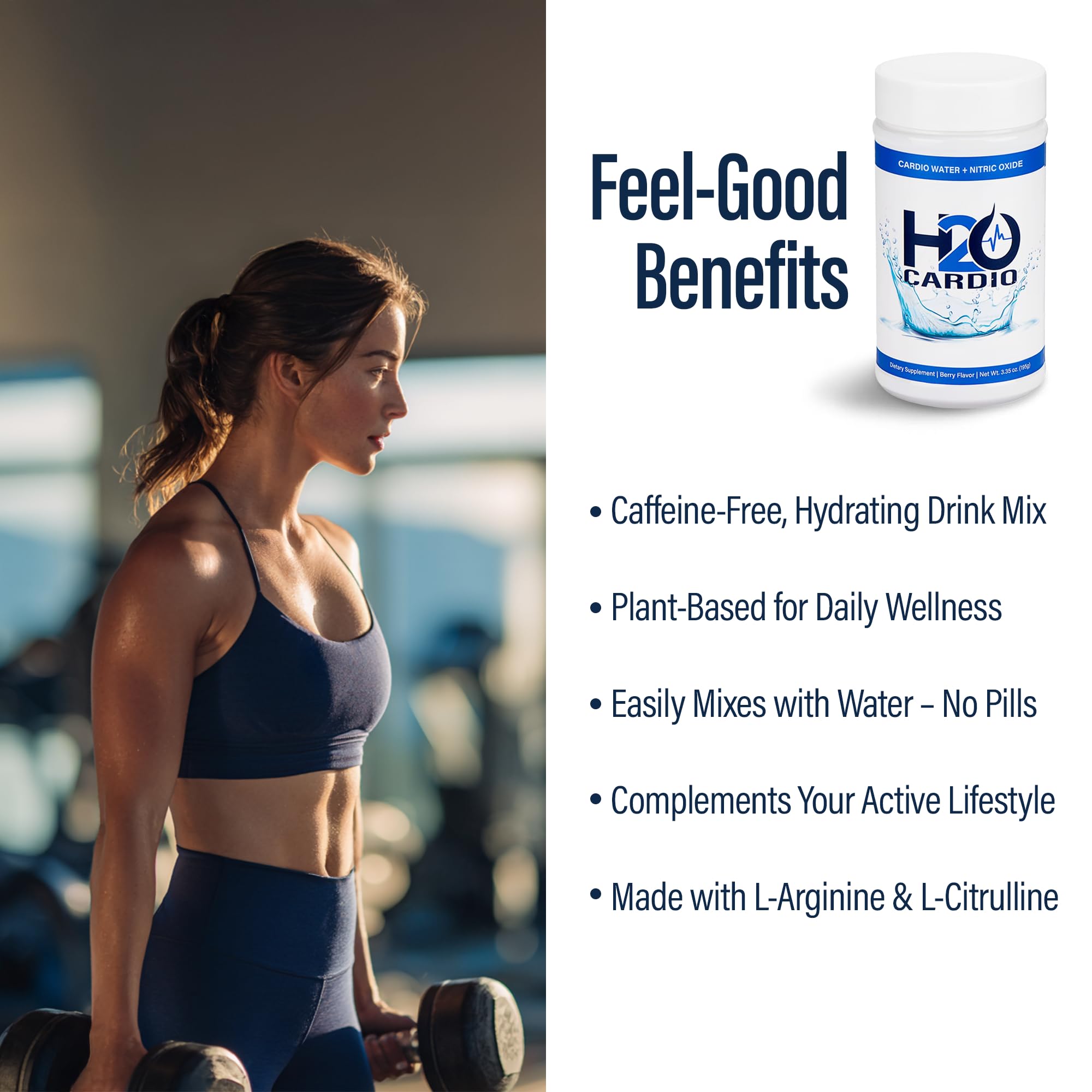 H2O Cardio | Nitric Oxide Supplement Drink | Wellness & Hydration Support | Arginine & Citrulline Powder | Berry Flavored Drink Mix for Daily Activity | Net Wt. 3.35 Ounces - TrustMedUSA