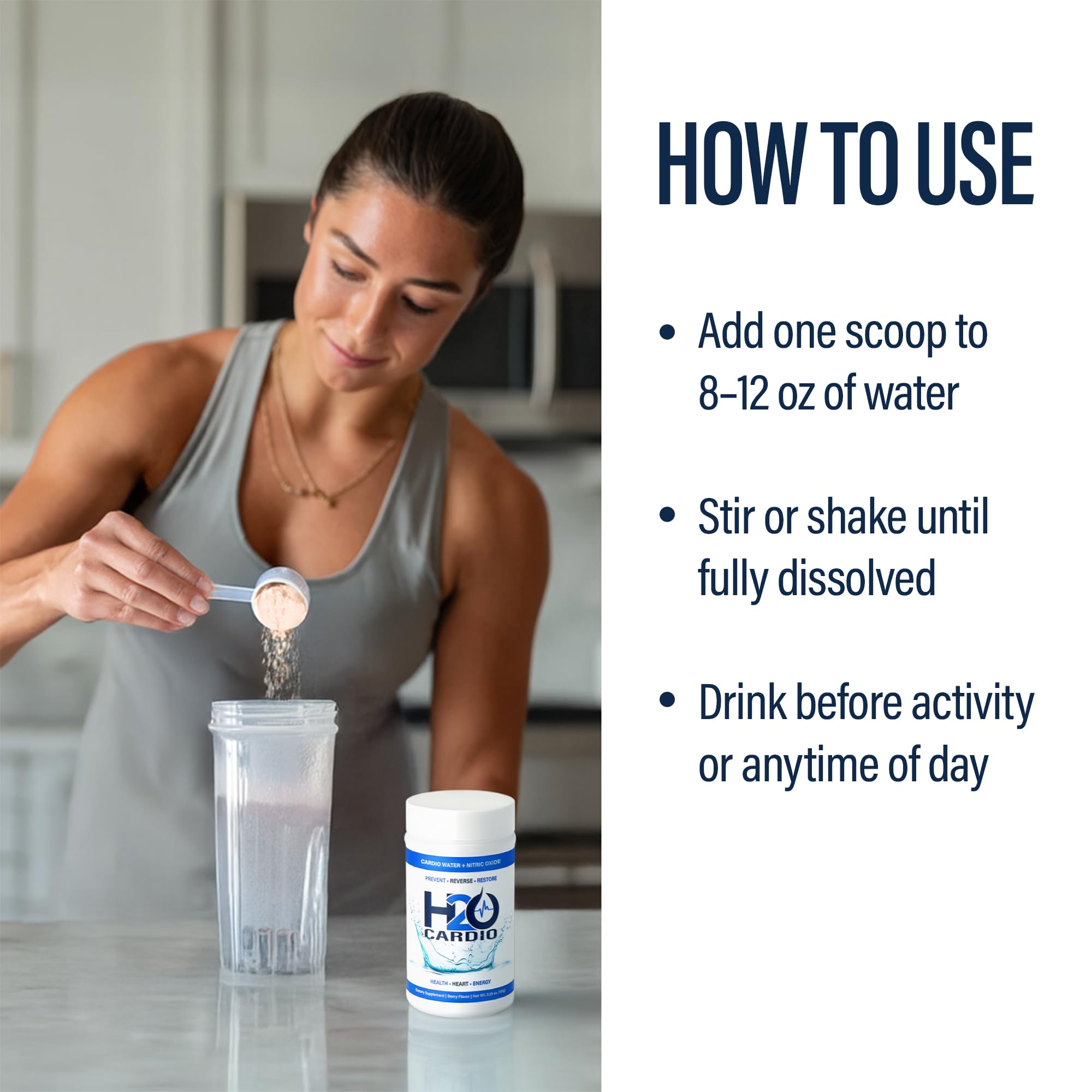 H2O Cardio | Nitric Oxide Supplement Drink | Wellness & Hydration Support | Arginine & Citrulline Powder | Berry Flavored Drink Mix for Daily Activity | Net Wt. 3.35 Ounces - TrustMedUSA