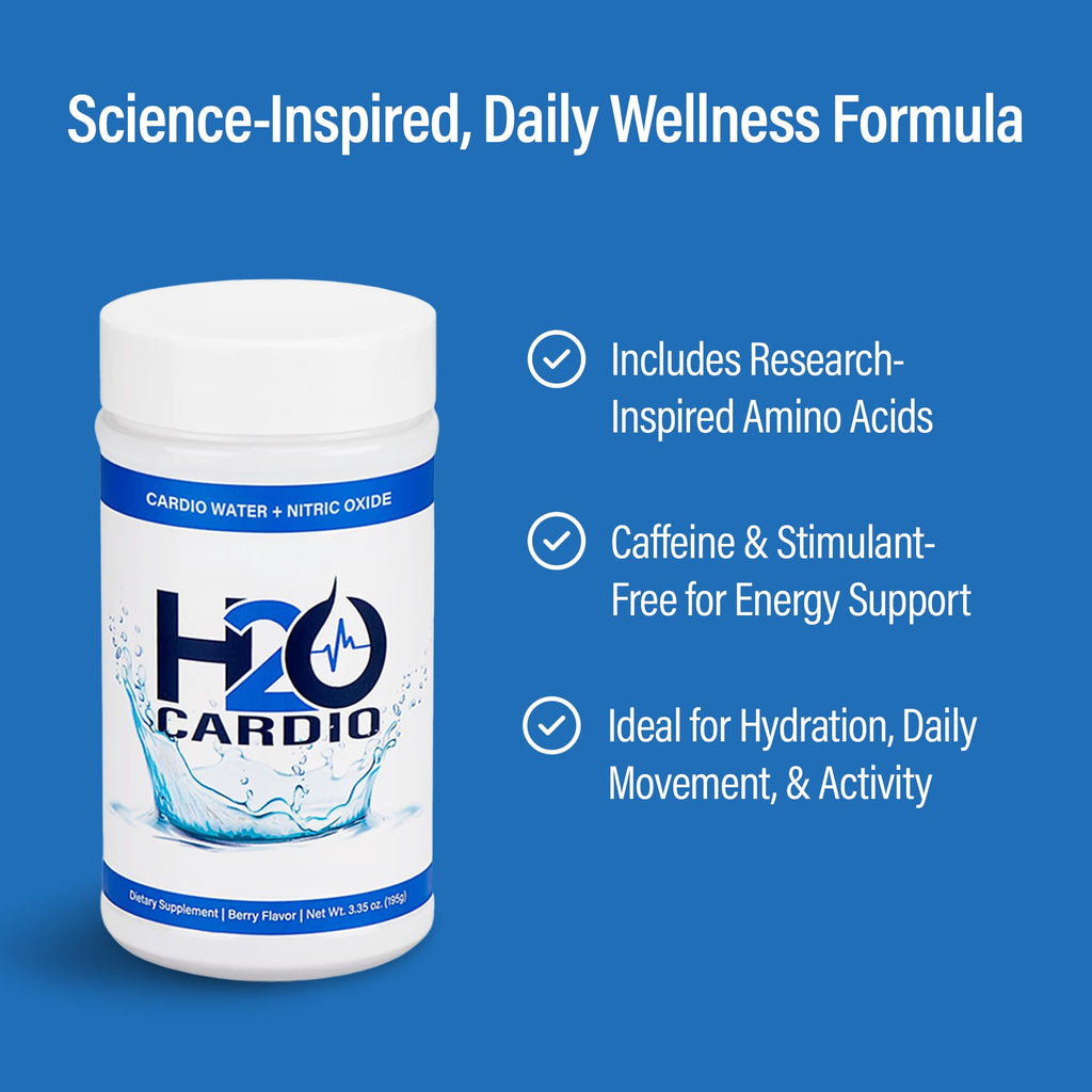 H2O Cardio | Nitric Oxide Supplement Drink | Wellness & Hydration Support | Arginine & Citrulline Powder | Berry Flavored Drink Mix for Daily Activity | Net Wt. 3.35 Ounces - TrustMedUSA