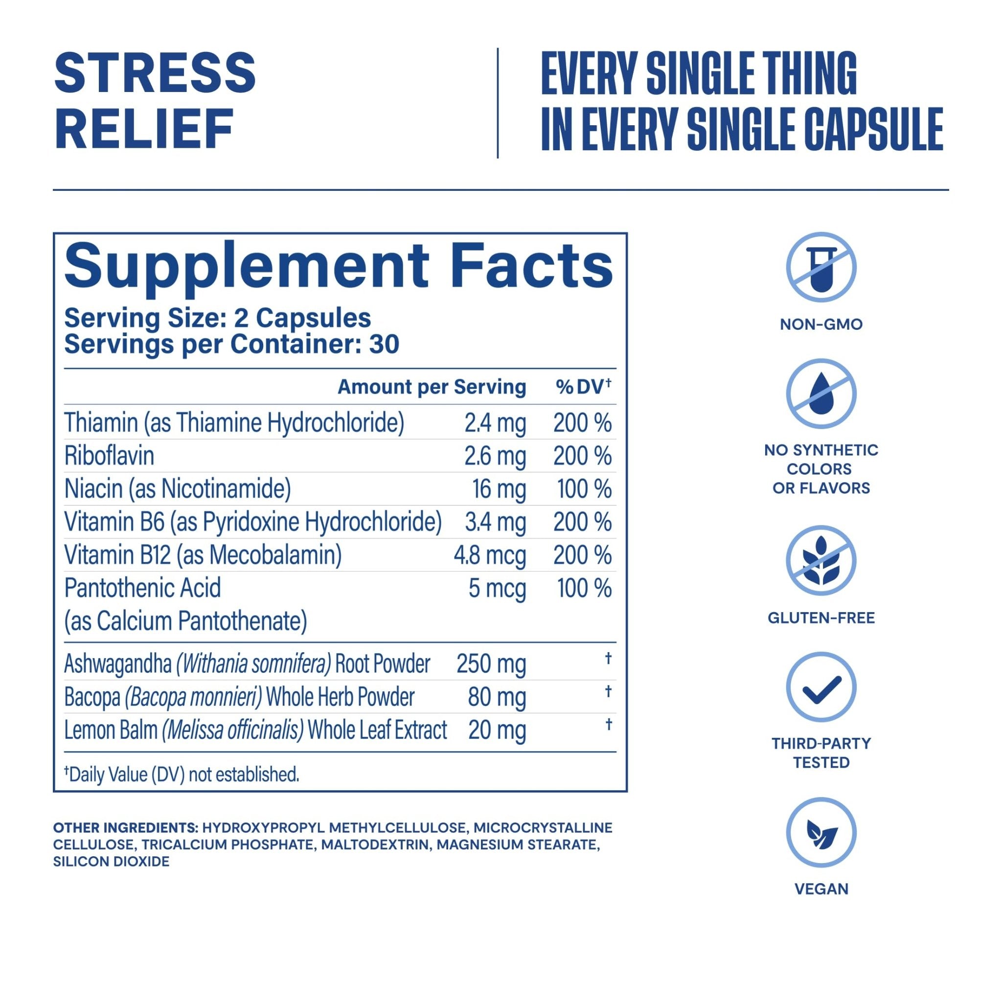 Habit Stress Relief Supplement (60 Capsules) - New Look, Supports Relaxation & Mood Balance, Vitamin B, Adaptogens, Lemon Balm, Calming, Vegan, Non-GMO (1 Pack) - TrustMedUSA
