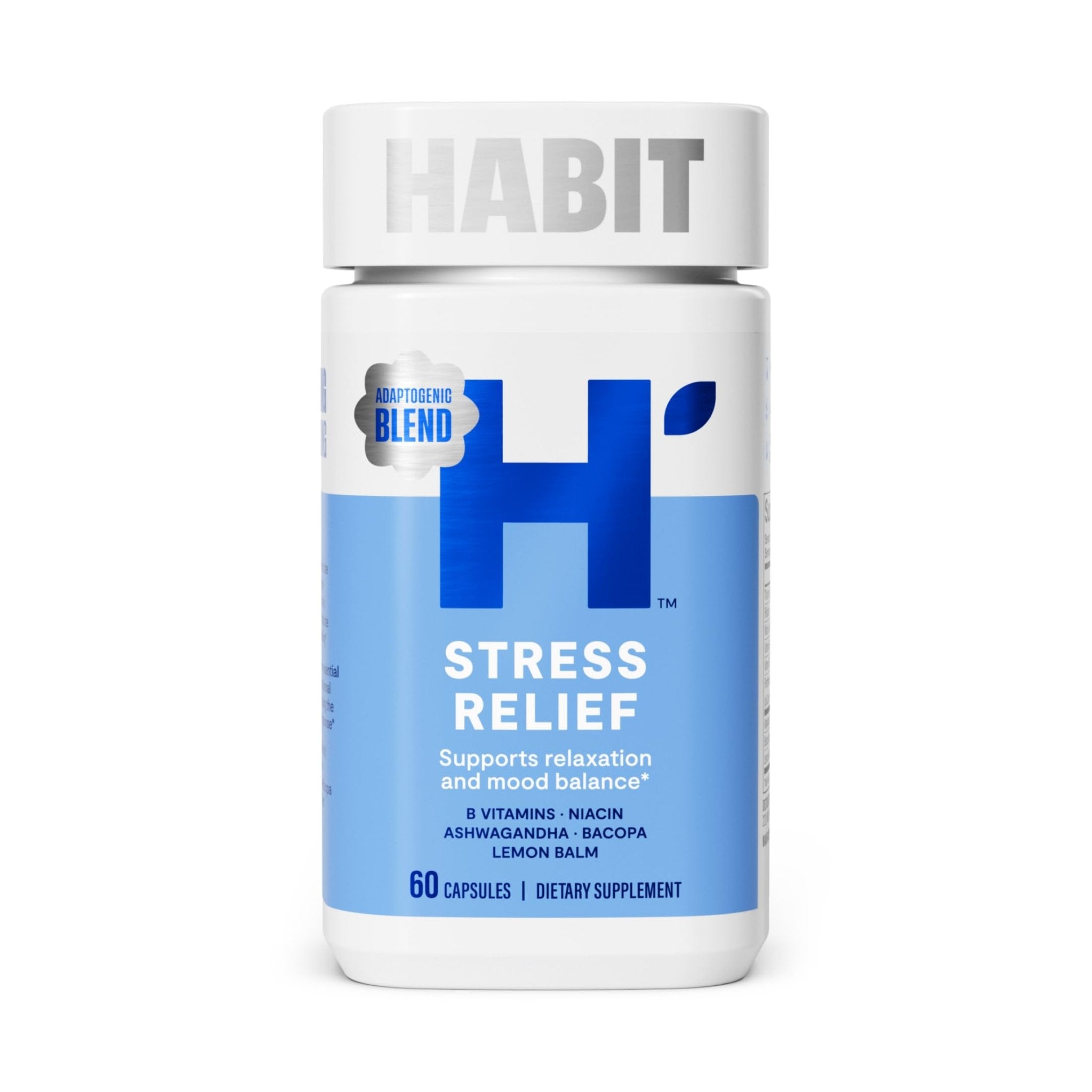 Habit Stress Relief Supplement (60 Capsules) - New Look, Supports Relaxation & Mood Balance, Vitamin B, Adaptogens, Lemon Balm, Calming, Vegan, Non-GMO (1 Pack) - TrustMedUSA