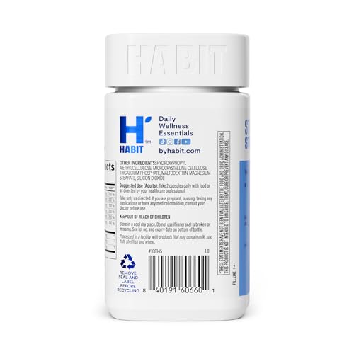 Habit Stress Relief Supplement (60 Capsules) - New Look, Supports Relaxation & Mood Balance, Vitamin B, Adaptogens, Lemon Balm, Calming, Vegan, Non-GMO (1 Pack) - TrustMedUSA