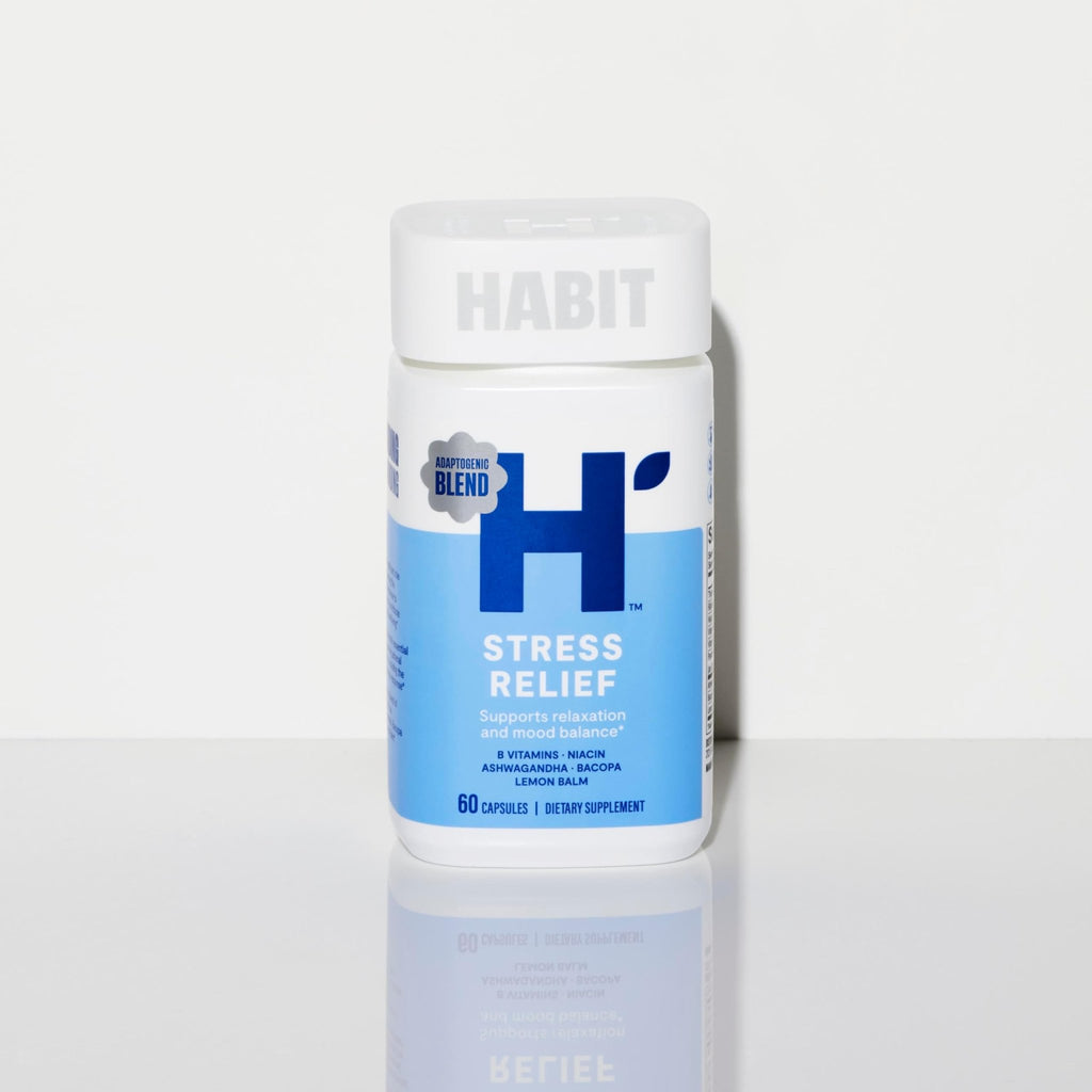 Habit Stress Relief Supplement (60 Capsules) - New Look, Supports Relaxation & Mood Balance, Vitamin B, Adaptogens, Lemon Balm, Calming, Vegan, Non-GMO (1 Pack) - TrustMedUSA