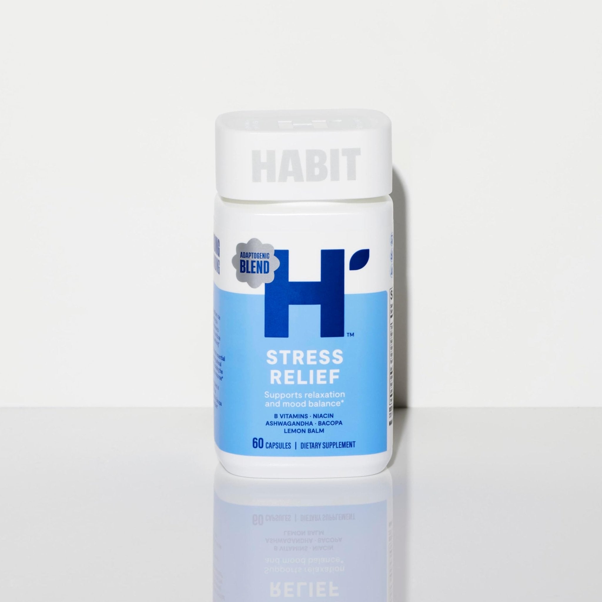 Habit Stress Relief Supplement (60 Capsules) - New Look, Supports Relaxation & Mood Balance, Vitamin B, Adaptogens, Lemon Balm, Calming, Vegan, Non-GMO (1 Pack) - TrustMedUSA