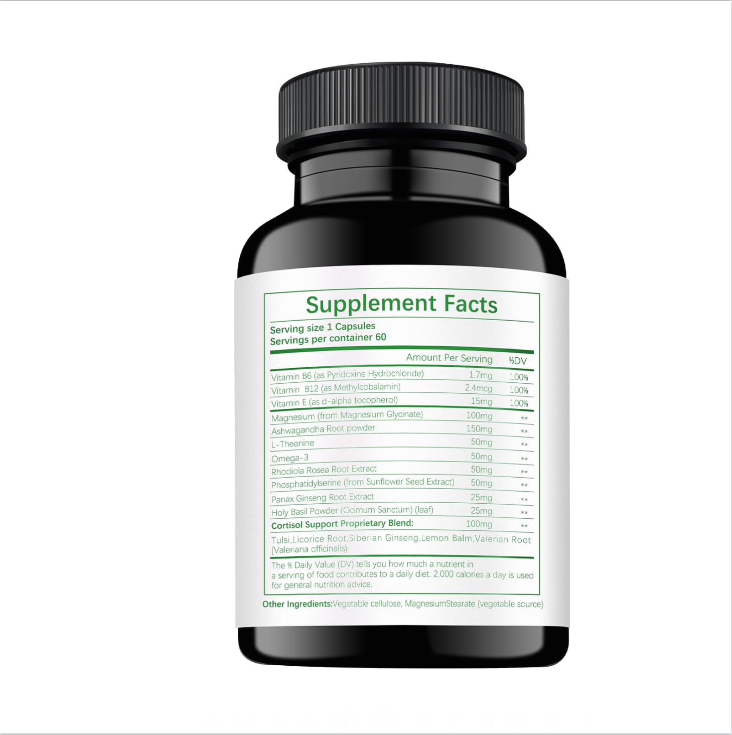 HABIZIYA Cortisol Support Supplement with Magnesium Glycinate, L-Theanine, Ashwagandha, Phosphatidylserine,Rhodiola Rosea 15-in-1 Hormone Balance for Women Men Mood, Focus, Sleep Support 60 Capsules - TrustMedUSA