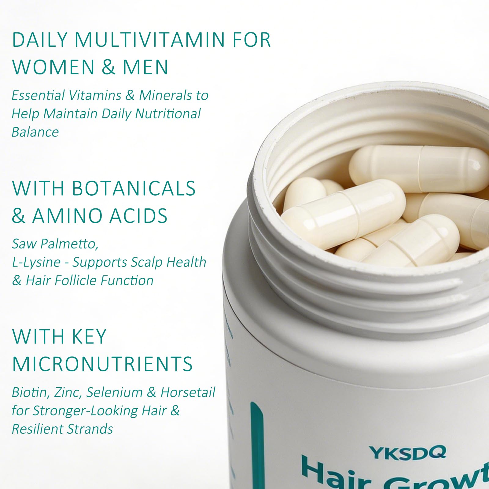 Hair Growth Biotin 10000mcg Supplement with Vitamins A C D E & Calcium - 30-in-1 Formula for Hair & Nails Support, for Women & Men, 30 Servings (1) - TrustMedUSA