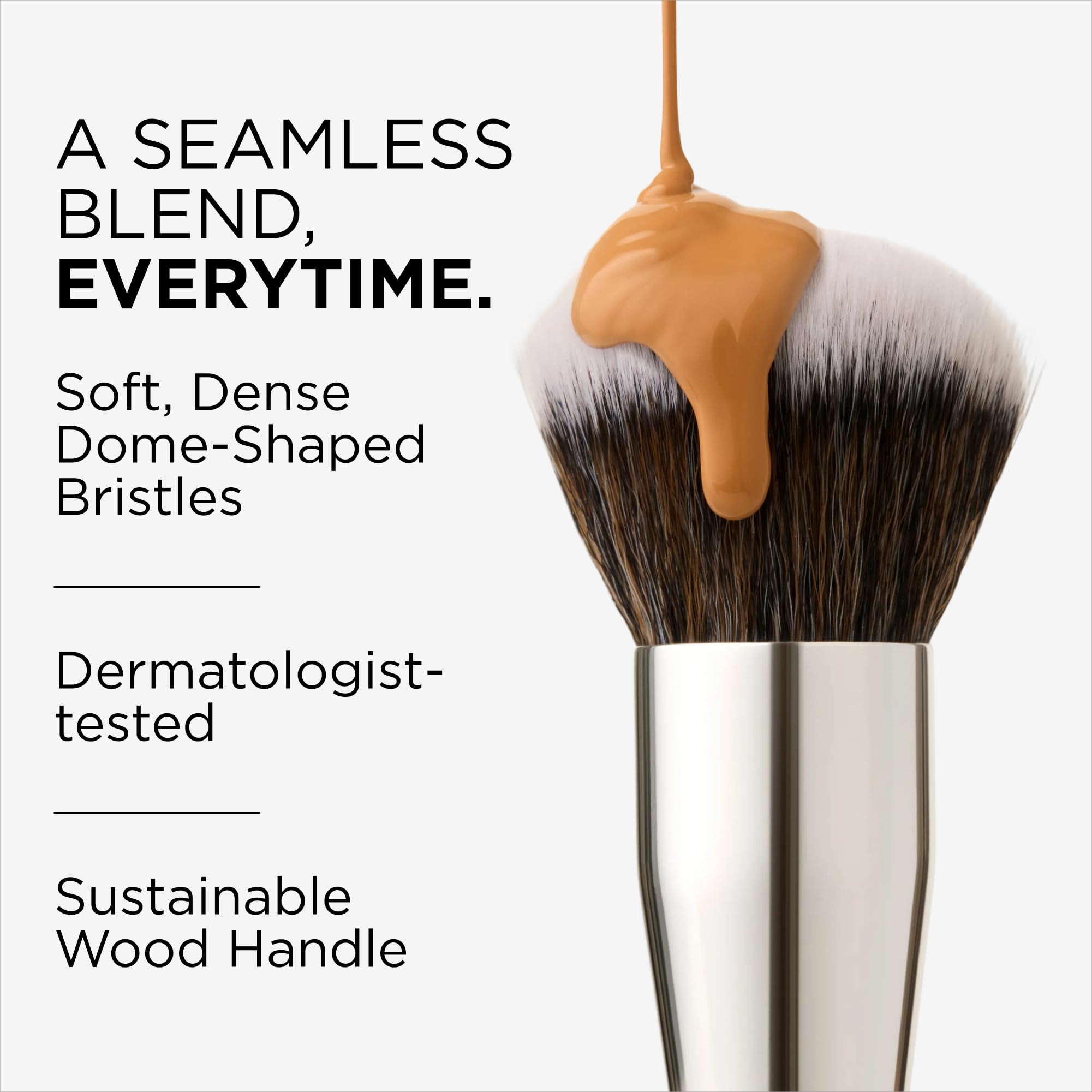 Haleys Beauty Kabuki Foundation Brush For Applying Powder, Foundation, Bronzer, Blush, and Mineral Make up, Soft Bristles, Seamless Blending, Makeup Brushes Essential, Vegan & Cruelty Free - TrustMedUSA