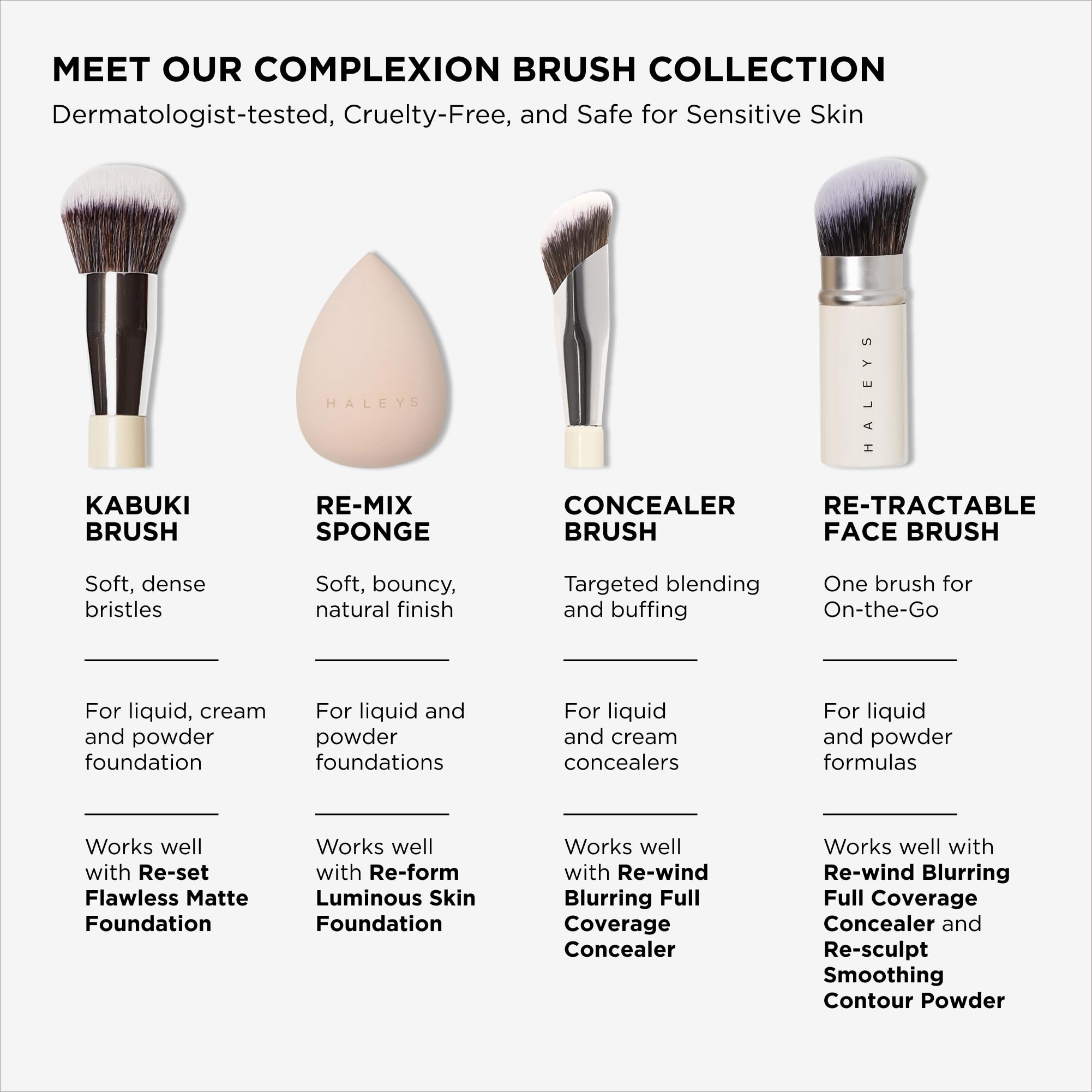 Haleys Beauty Kabuki Foundation Brush For Applying Powder, Foundation, Bronzer, Blush, and Mineral Make up, Soft Bristles, Seamless Blending, Makeup Brushes Essential, Vegan & Cruelty Free - TrustMedUSA