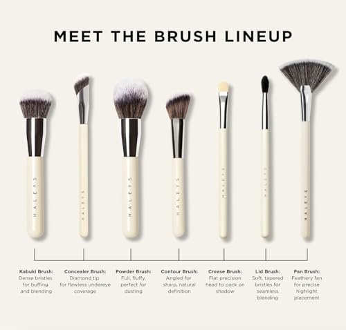 Haleys Beauty Kabuki Foundation Brush For Applying Powder, Foundation, Bronzer, Blush, and Mineral Make up, Soft Bristles, Seamless Blending, Makeup Brushes Essential, Vegan & Cruelty Free - TrustMedUSA