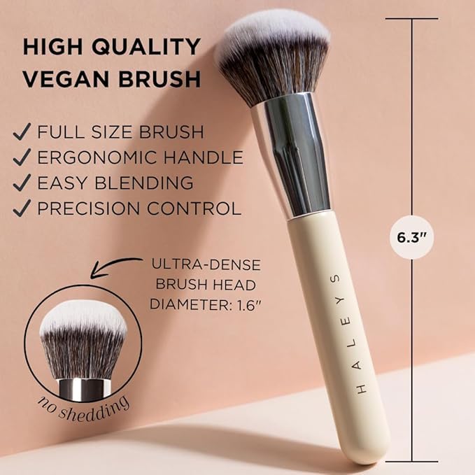 Haleys Beauty Kabuki Foundation Brush For Applying Powder, Foundation, Bronzer, Blush, and Mineral Make up, Soft Bristles, Seamless Blending, Makeup Brushes Essential, Vegan & Cruelty Free - TrustMedUSA