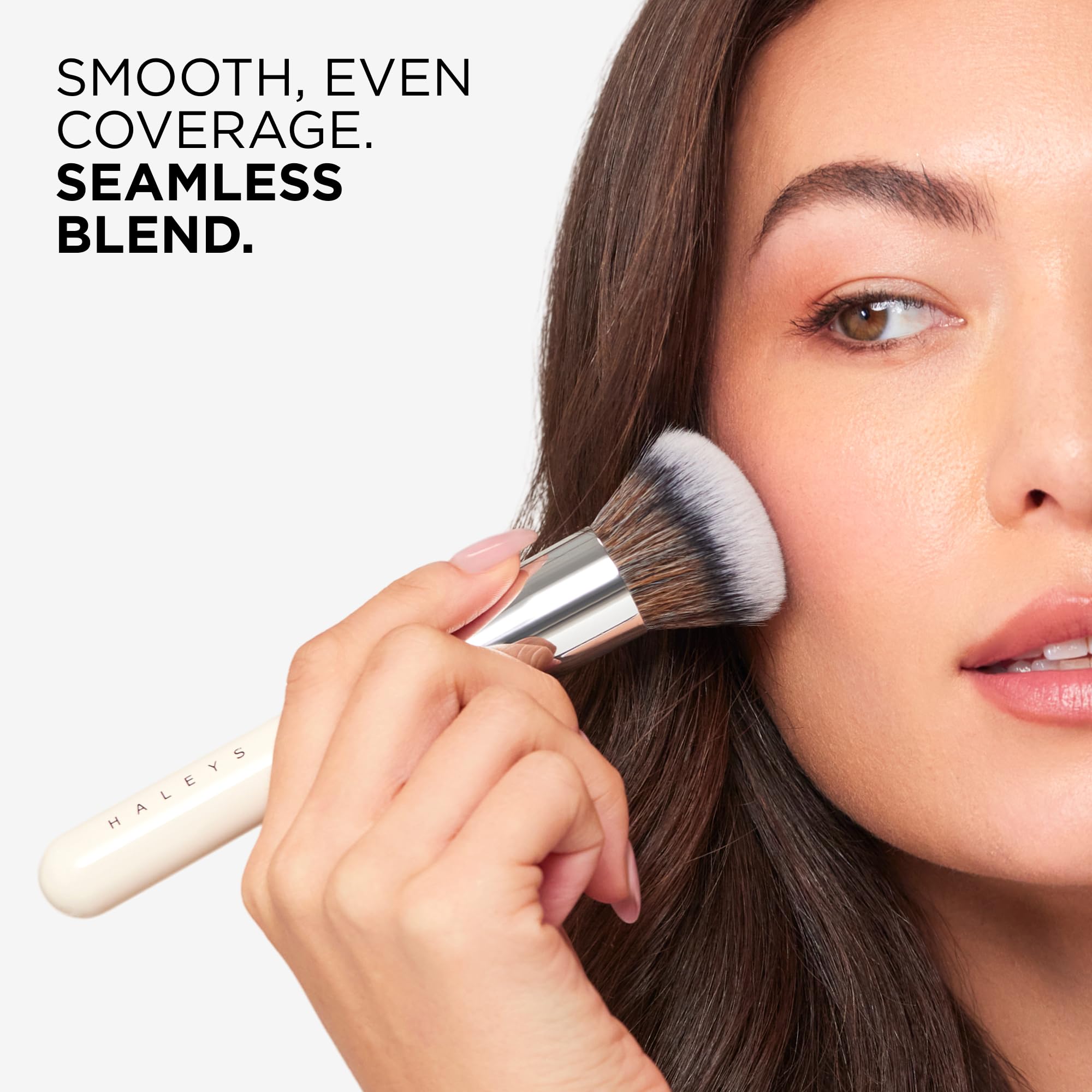 Haleys Beauty Kabuki Foundation Brush For Applying Powder, Foundation, Bronzer, Blush, and Mineral Make up, Soft Bristles, Seamless Blending, Makeup Brushes Essential, Vegan & Cruelty Free - TrustMedUSA