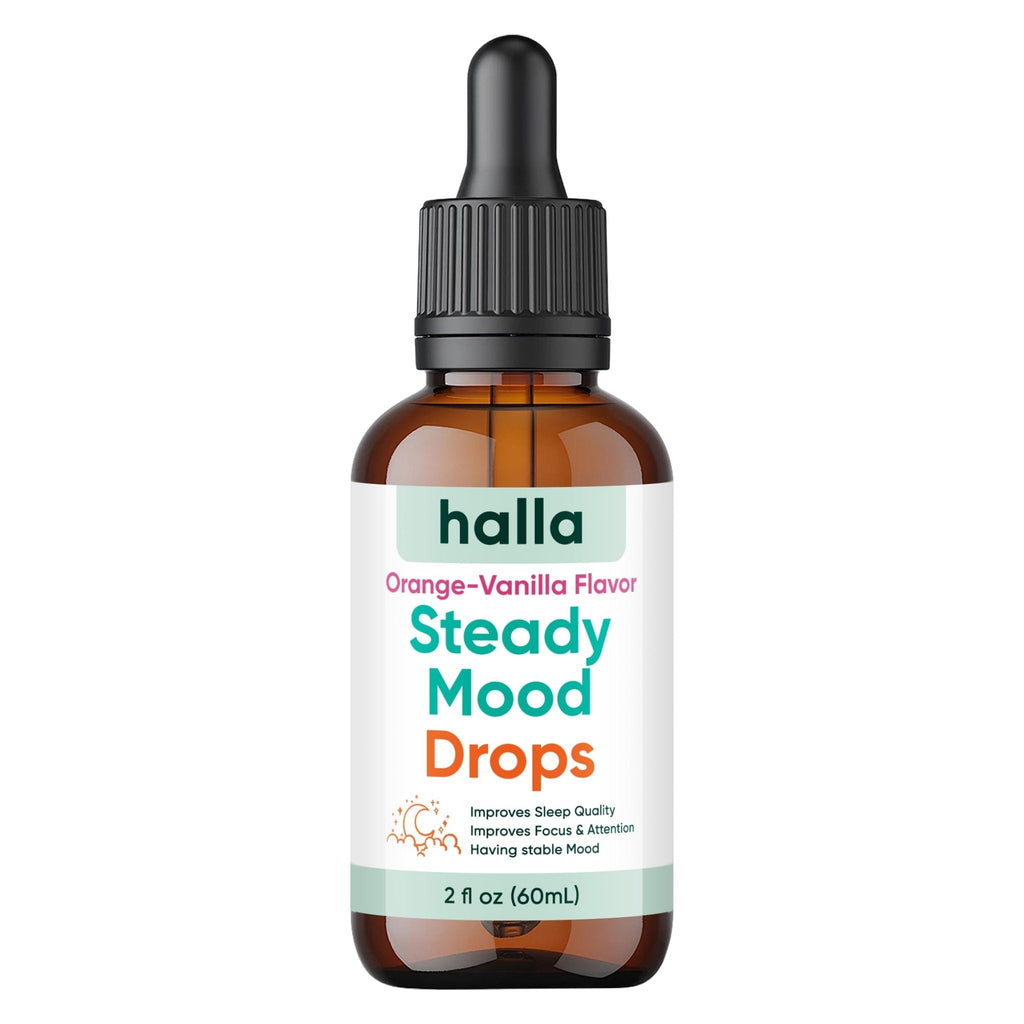 Halla Steady Mood Drops Saffron Extract, Maritime Pine Bark Extract, Phosphatidylserine, Magnesium L-Threonate, Sleep Supplements, Improves Focus & Attention, Mood Support Supplement, 60ml - Maple Wellness Supplements