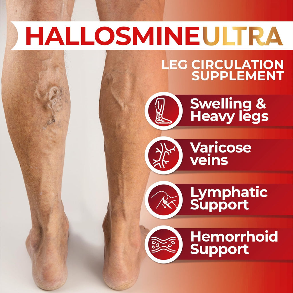 Hallosmine Ultra 650mg Diosmin Hesperidin, 60 Capsules + FREE Leg Cream with Diosmin, Hesperidin & Horse Chestnut, 4 oz | Blood Circulation & Vein Support Supplement, GMO Free, Gluten Free - TrustMedUSA