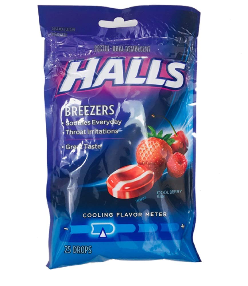 Halls Breezers Cool Berry Cough Drops - Pack of 3 - Maple Wellness Supplements