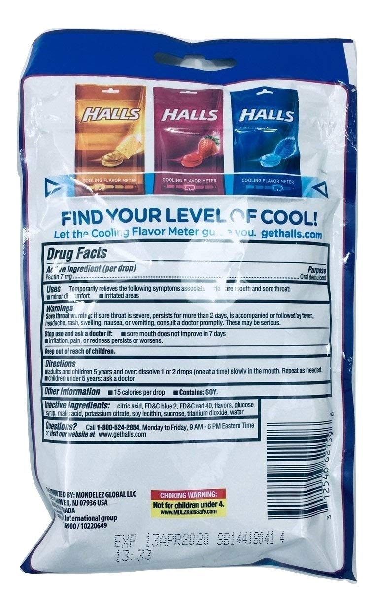 Halls Breezers Cool Berry Cough Drops - Pack of 3 - Maple Wellness Supplements