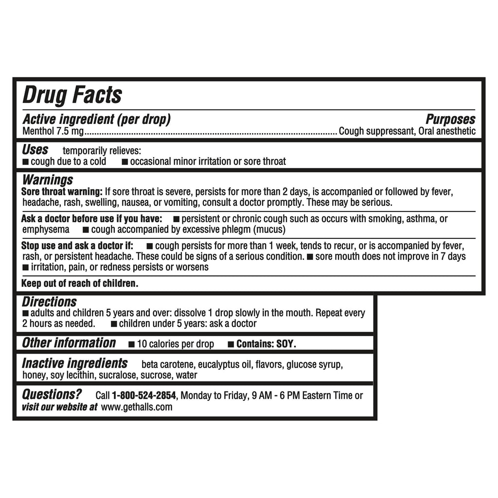 HALLS Cough and Throat Relief Honey Lemon Cough Drops, 30 Drops - Maple Wellness Supplements