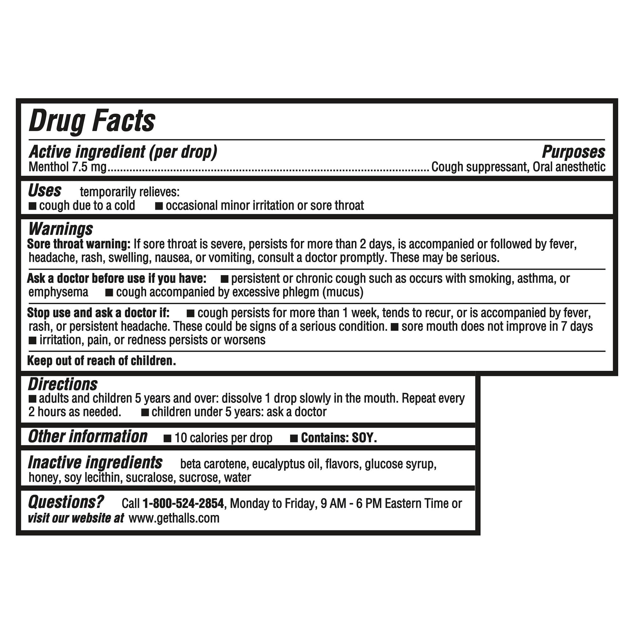 HALLS Cough and Throat Relief Honey Lemon Cough Drops, 30 Drops - Maple Wellness Supplements