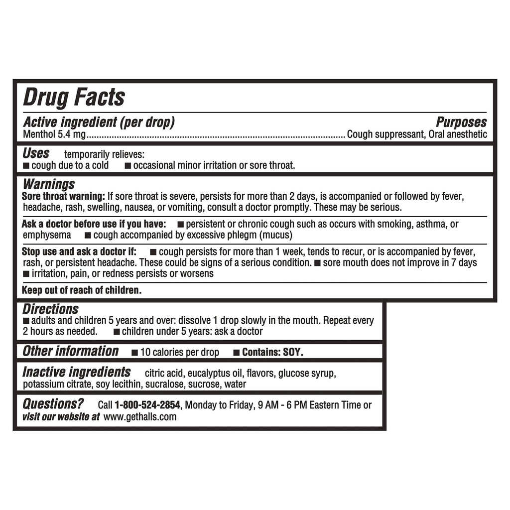 HALLS Cough and Throat Relief Mentho-Lyptus Cough Drops, 30 Drops - Maple Wellness Supplements