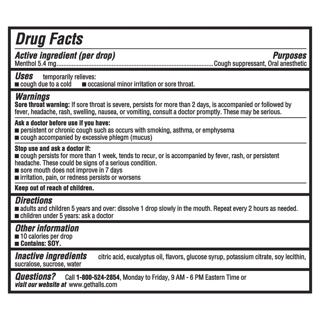 HALLS Cough and Throat Relief Mentho-Lyptus Cough Drops, Value Pack, 80 Drops - Maple Wellness Supplements