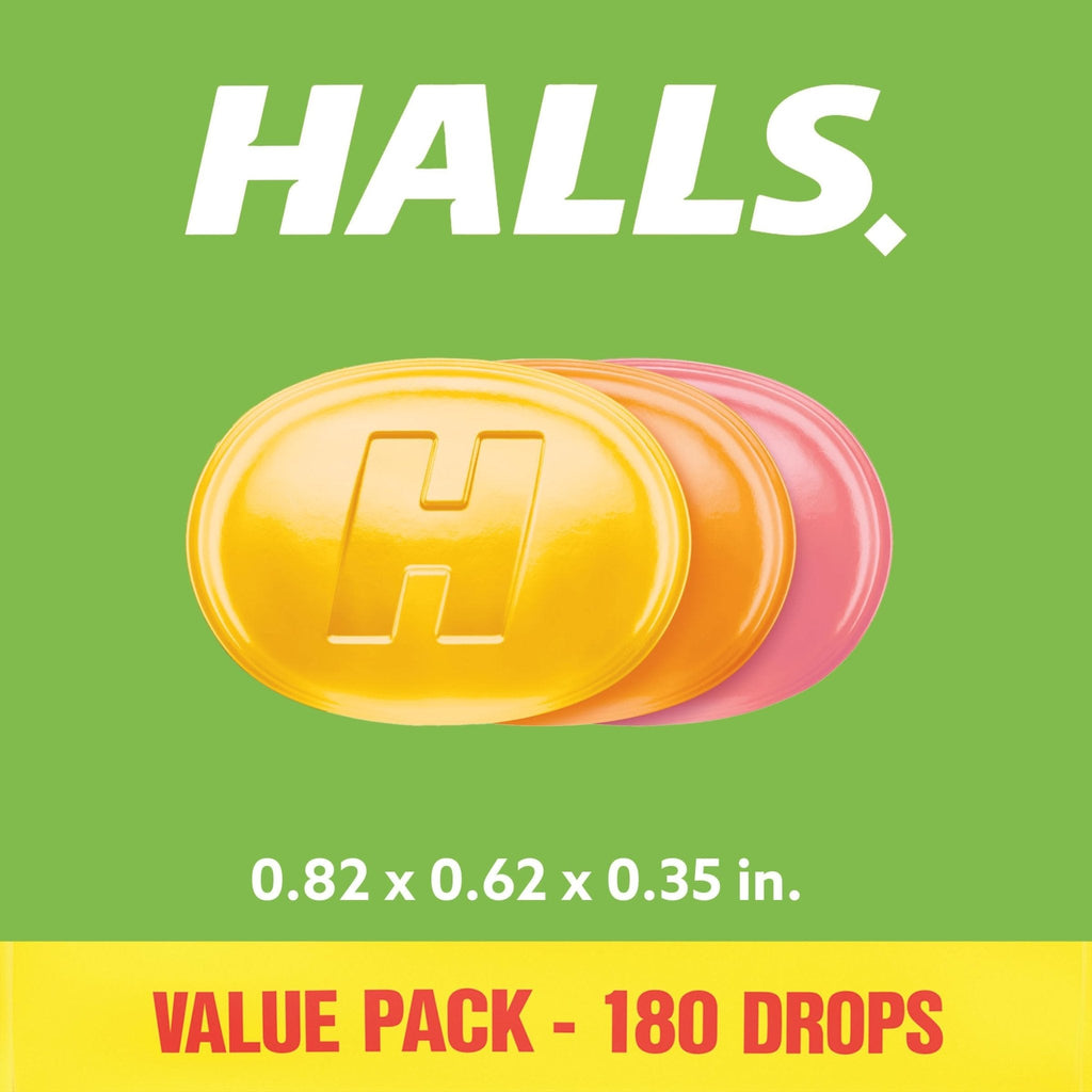 HALLS Defense Assorted Citrus Vitamin C Drops, Value Pack, 180 Drops - Maple Wellness Supplements