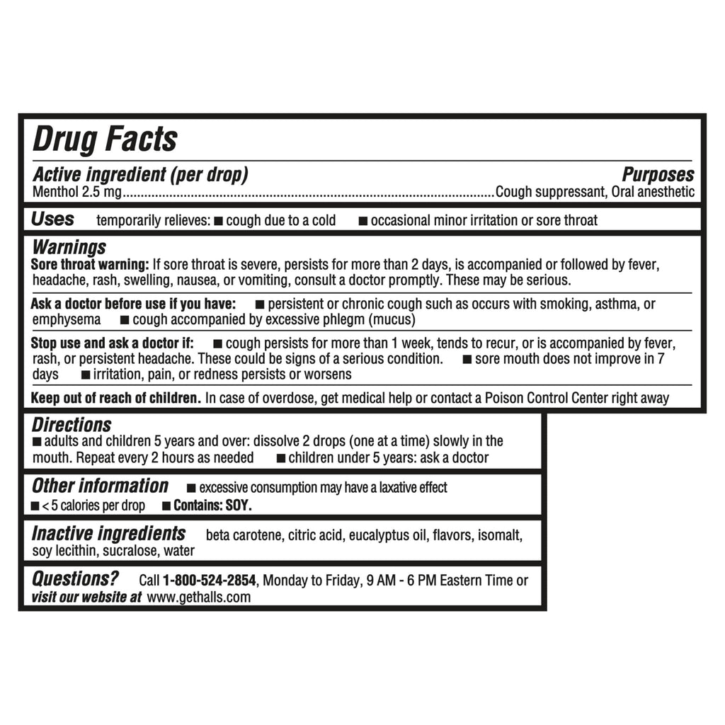 Halls Minis Honey Lemon Flavor Sugar Free Cough Drops, 48 Drops - Maple Wellness Supplements
