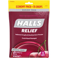 HALLS Relief Sugar Free Black Cherry Flavor Cough Drops, Economy Pack, 1 Bag (70 Total Drops) - Maple Wellness Supplements