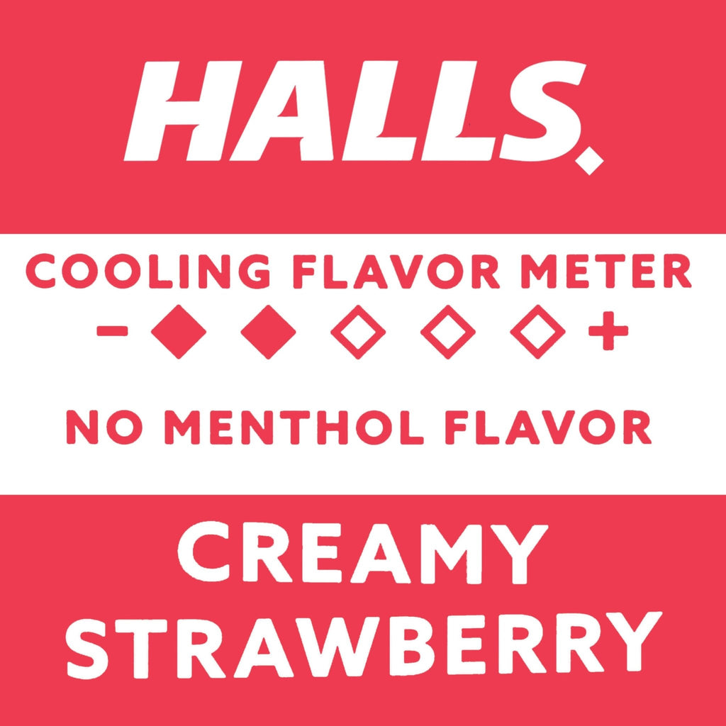 HALLS Throat Soothing Creamy Strawberry Throat Drops, 70 Drops - Maple Wellness Supplements