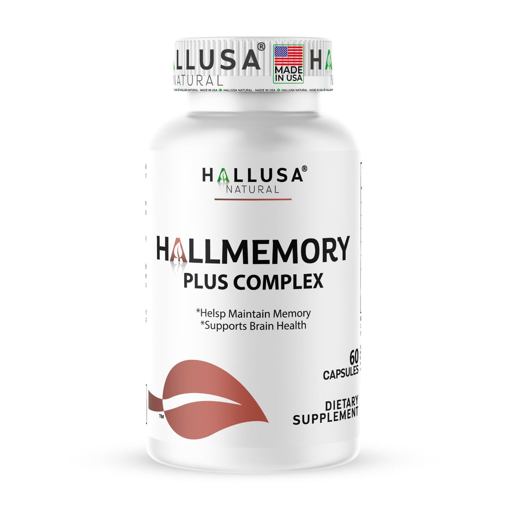 Hallusa Natural Brain Health Supplement Capsules 1680mg, Ginkgo Biloba, B Vitamins & Choline, Memory & Focus Support, Brain Booster for Men & Women, 60 Count - TrustMedUSA