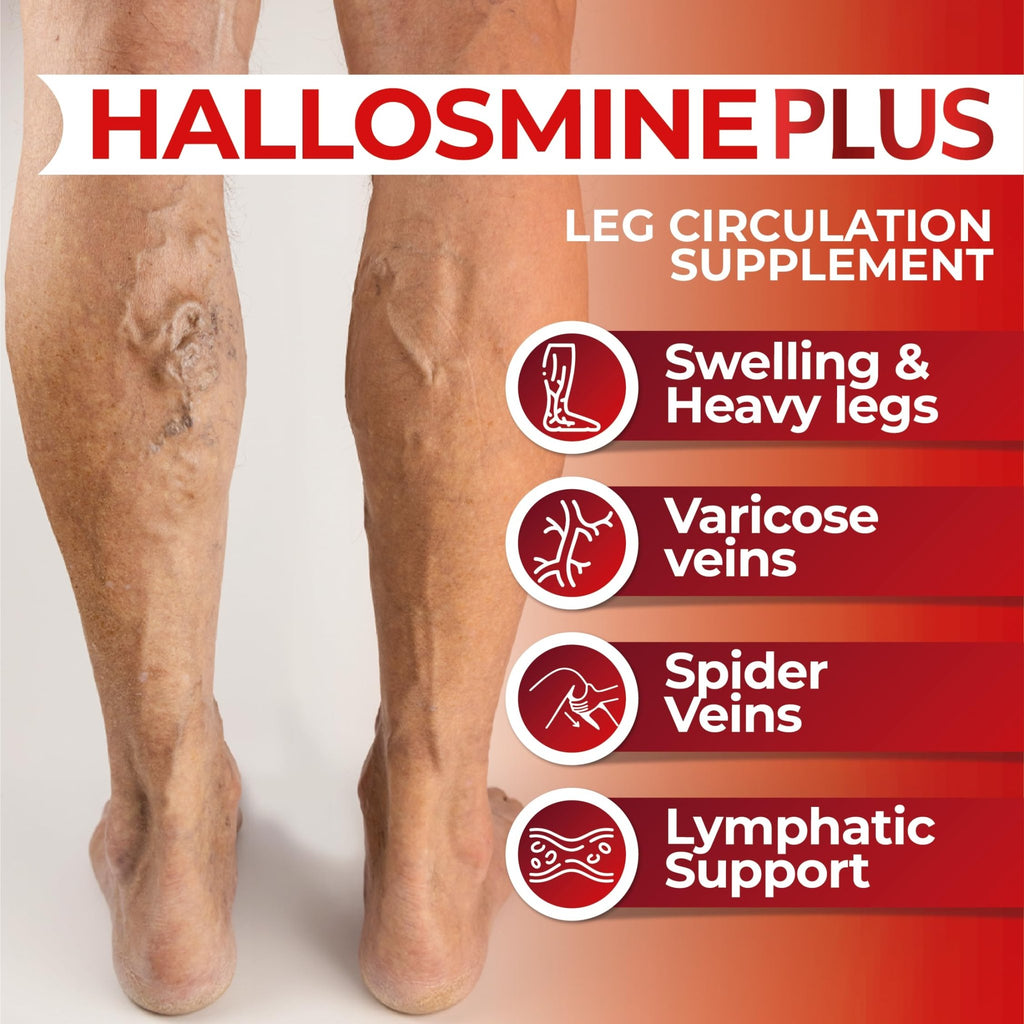 Hallusa Natural Hallosmine Ultra Diosmin 500mg & Hesperidin 150mg – Heavy Legs, Swelling & Vein - Blood Circulation Supplements, 60 Caps - TrustMedUSA
