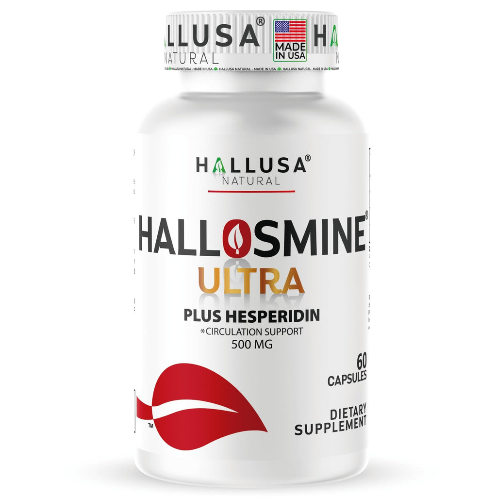 Hallusa Natural Hallosmine Ultra Diosmin 500mg & Hesperidin 150mg – Heavy Legs, Swelling & Vein - Blood Circulation Supplements, 60 Caps - TrustMedUSA