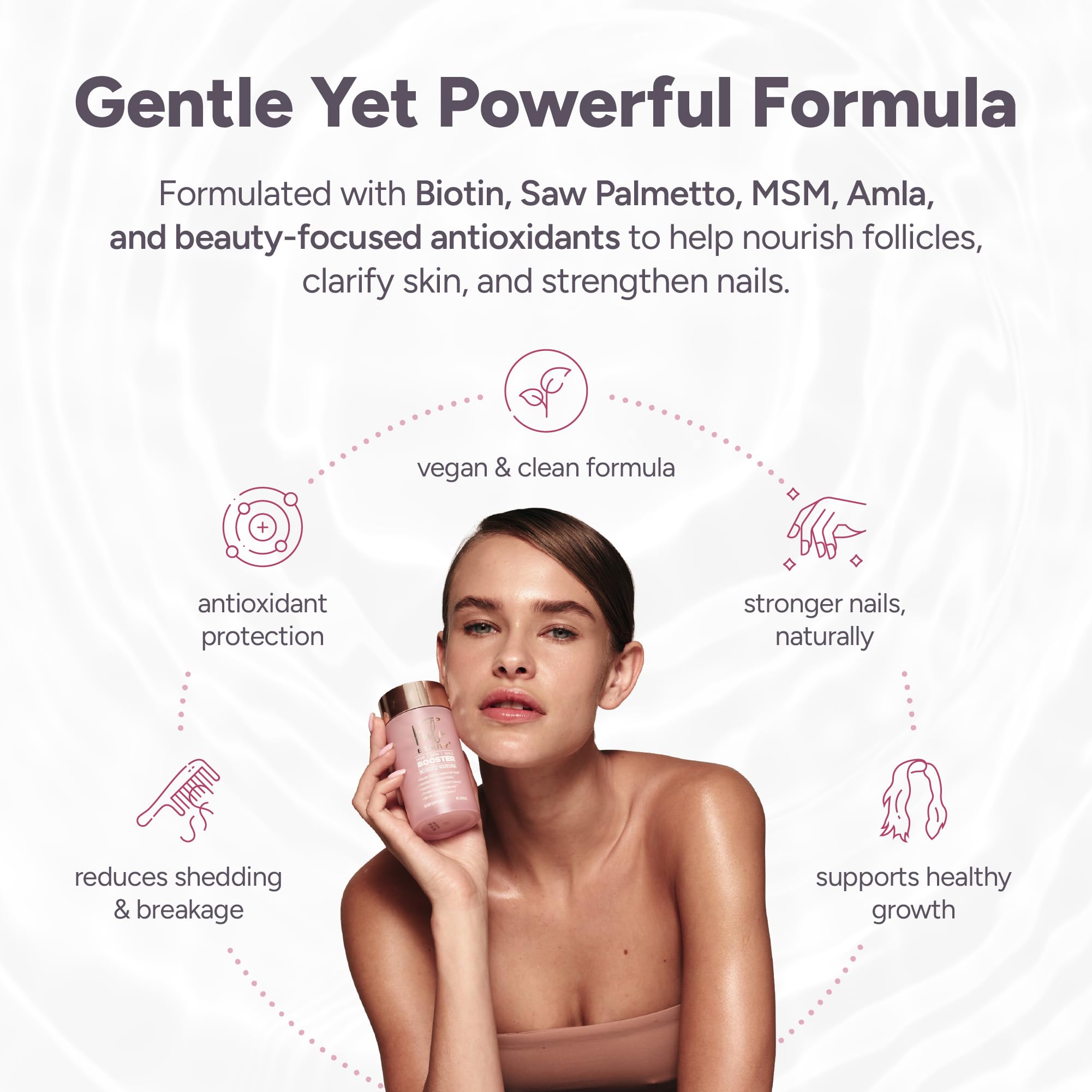 Halo Beauty Hair Skin & Nails Supplement | Thicker Hair Growth, Radiant Skin & Strong Nails Support with Biotin, Saw Palmetto & Phytoceramides | Vegan Capsules | Made in USA | 1-Month Supply - TrustMedUSA