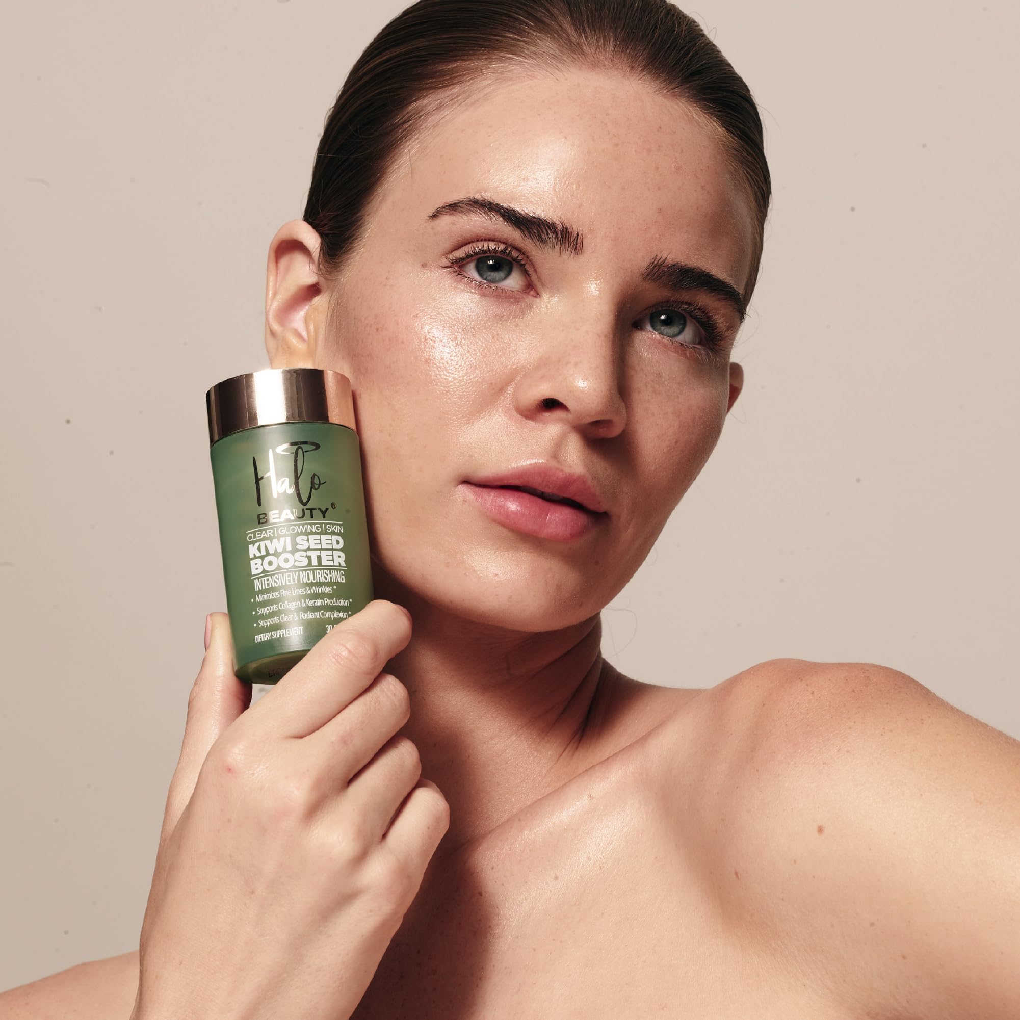 Halo Beauty Kiwi Seed Booster Skin Supplement Refill Pack | Anti-Aging Hydration & Glowing Skin Support with Kiwi Seed, Vitamin C, D3 & Zinc | Vegan Collagen Support Capsules | 1-Month Supply - TrustMedUSA