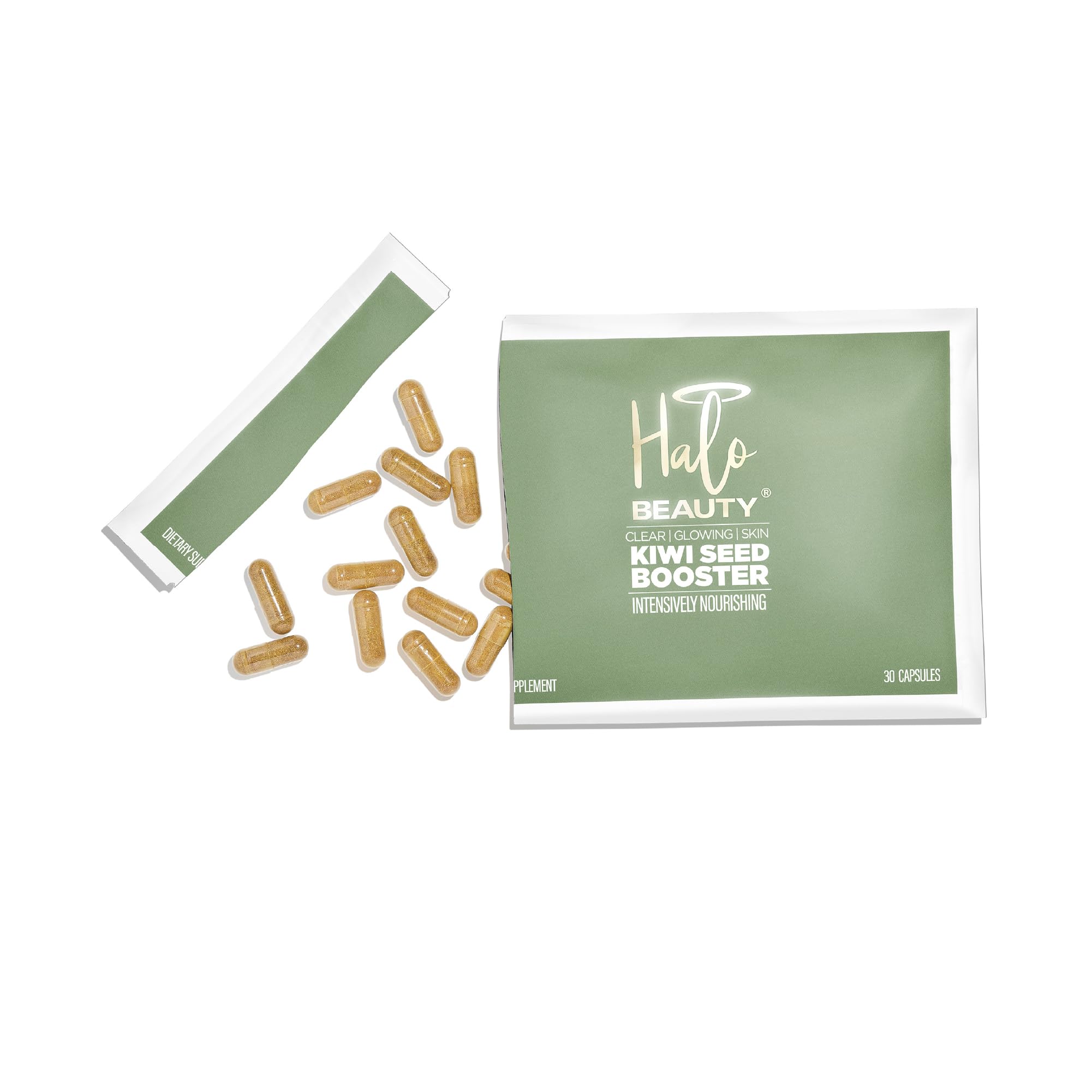 Halo Beauty Kiwi Seed Booster Skin Supplement Refill Pack | Anti-Aging Hydration & Glowing Skin Support with Kiwi Seed, Vitamin C, D3 & Zinc | Vegan Collagen Support Capsules | 1-Month Supply - TrustMedUSA