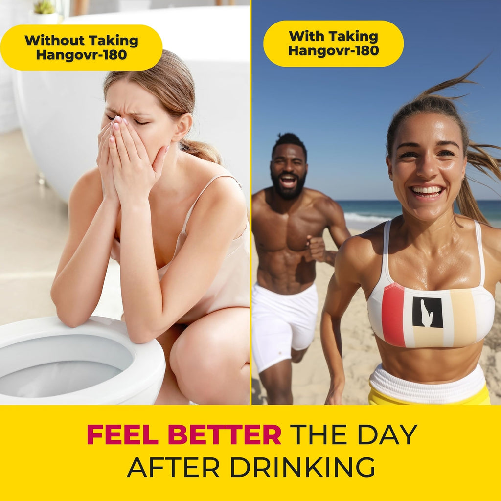 Hangovr 180 Tri-Power Before Drinking Defense 4 Pack - Support Liver & Brain Health, Feel Fresher & Better Energy - Take Before Drinking for Relief, 3 Capsules per Pouch - TrustMedUSA