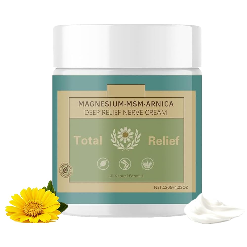 HANGWON Total Relief Magnesium Soothing Cream Advanced nerve Comfort with Arnica, Menthol, MSM,Fast-Absorbing for Relief Joint, Feet, Hands, Legs, Muscles, and Waist, Natural Ingredient -4floz/114g - TrustMedUSA