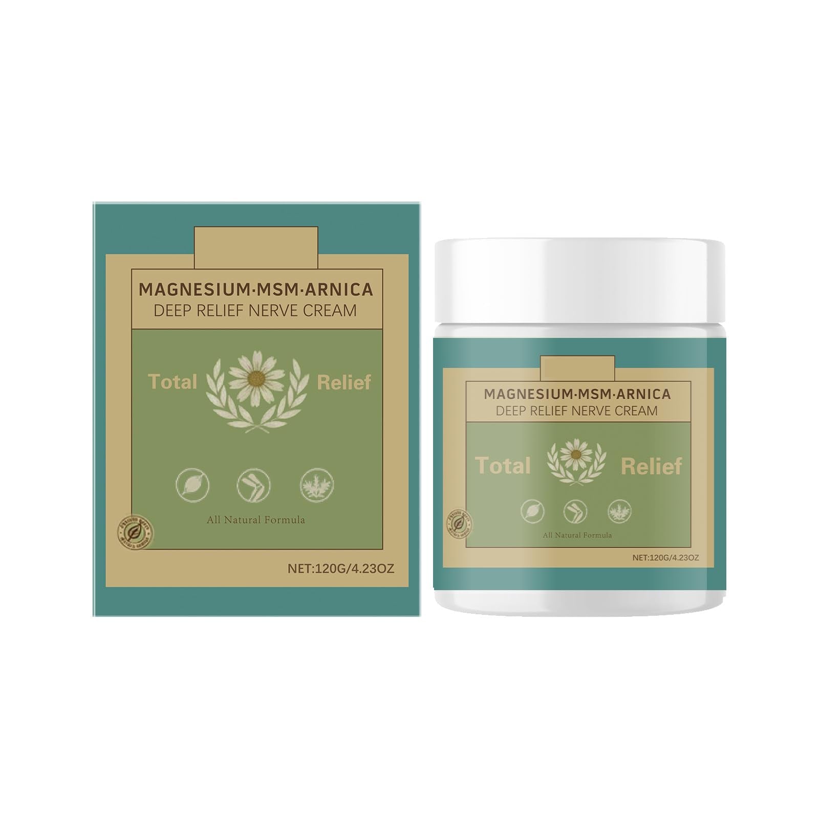 HANGWON Total Relief Magnesium Soothing Cream Advanced nerve Comfort with Arnica, Menthol, MSM,Fast-Absorbing for Relief Joint, Feet, Hands, Legs, Muscles, and Waist, Natural Ingredient -4floz/114g - TrustMedUSA