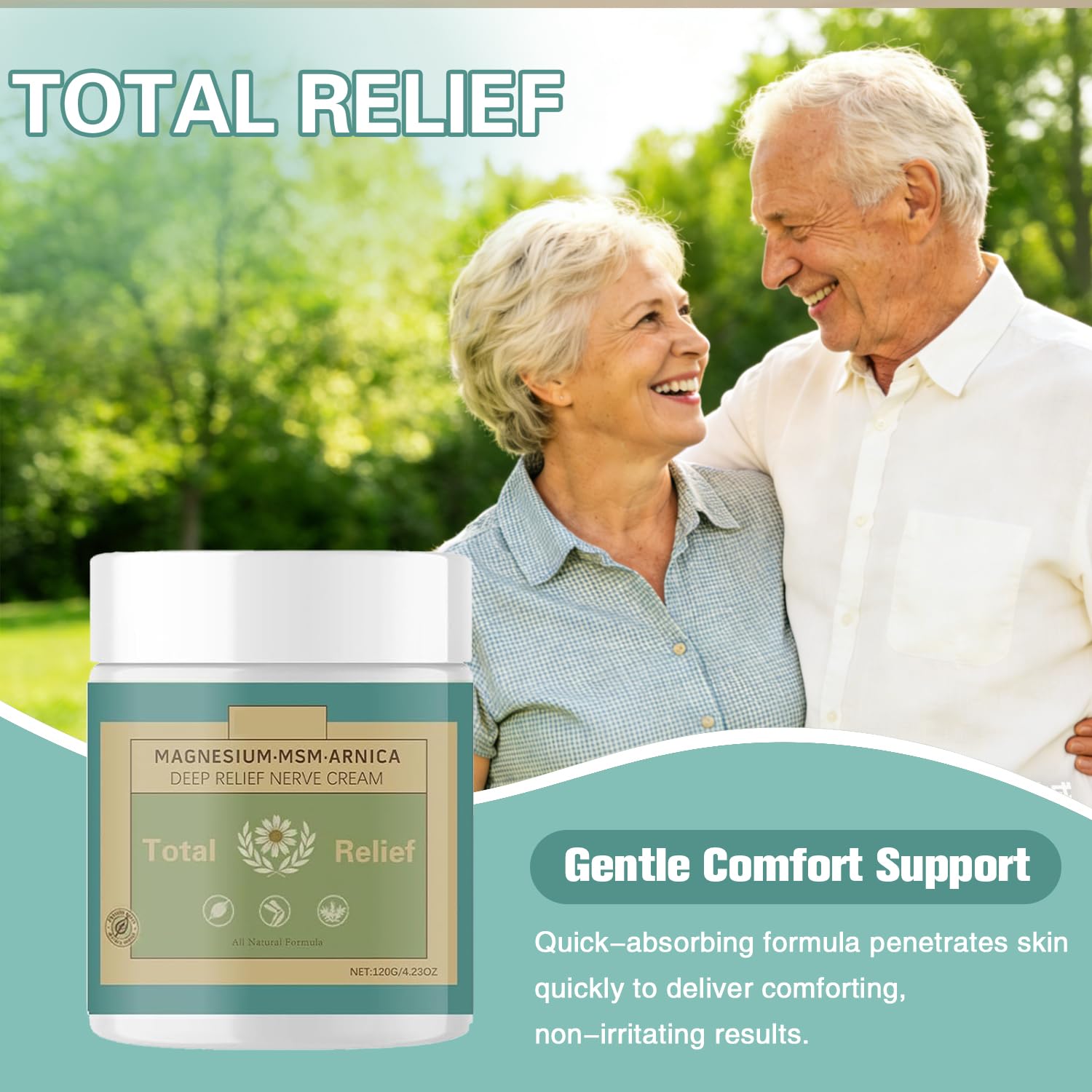 HANGWON Total Relief Magnesium Soothing Cream Advanced nerve Comfort with Arnica, Menthol, MSM,Fast-Absorbing for Relief Joint, Feet, Hands, Legs, Muscles, and Waist, Natural Ingredient -4floz/114g - TrustMedUSA