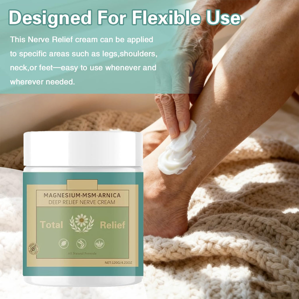 HANGWON Total Relief Magnesium Soothing Cream Advanced nerve Comfort with Arnica, Menthol, MSM,Fast-Absorbing for Relief Joint, Feet, Hands, Legs, Muscles, and Waist, Natural Ingredient -4floz/114g - TrustMedUSA