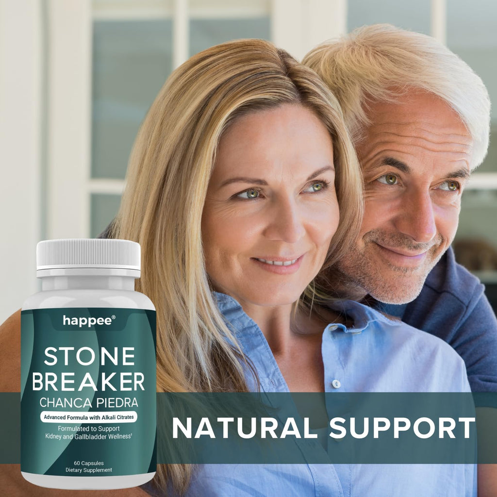 Happee Chanca Piedra Stone Breaker Kidney & Gallbladder Cleanse – Kidney Stone Dissolver & Passage Support - High Potency Phyllanthus Niruri with Magnesium, Potassium & Herbal Blend - 60 Capsules - TrustMedUSA
