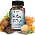 HAPPY FOX Irish Sea Moss Capsules & Mushroom Complex - Organic Seamoss with Adaptogens for Brain Health, 1500mg, 90 Vegan Capsules, Organic Mushroom Supplement - TrustMedUSA