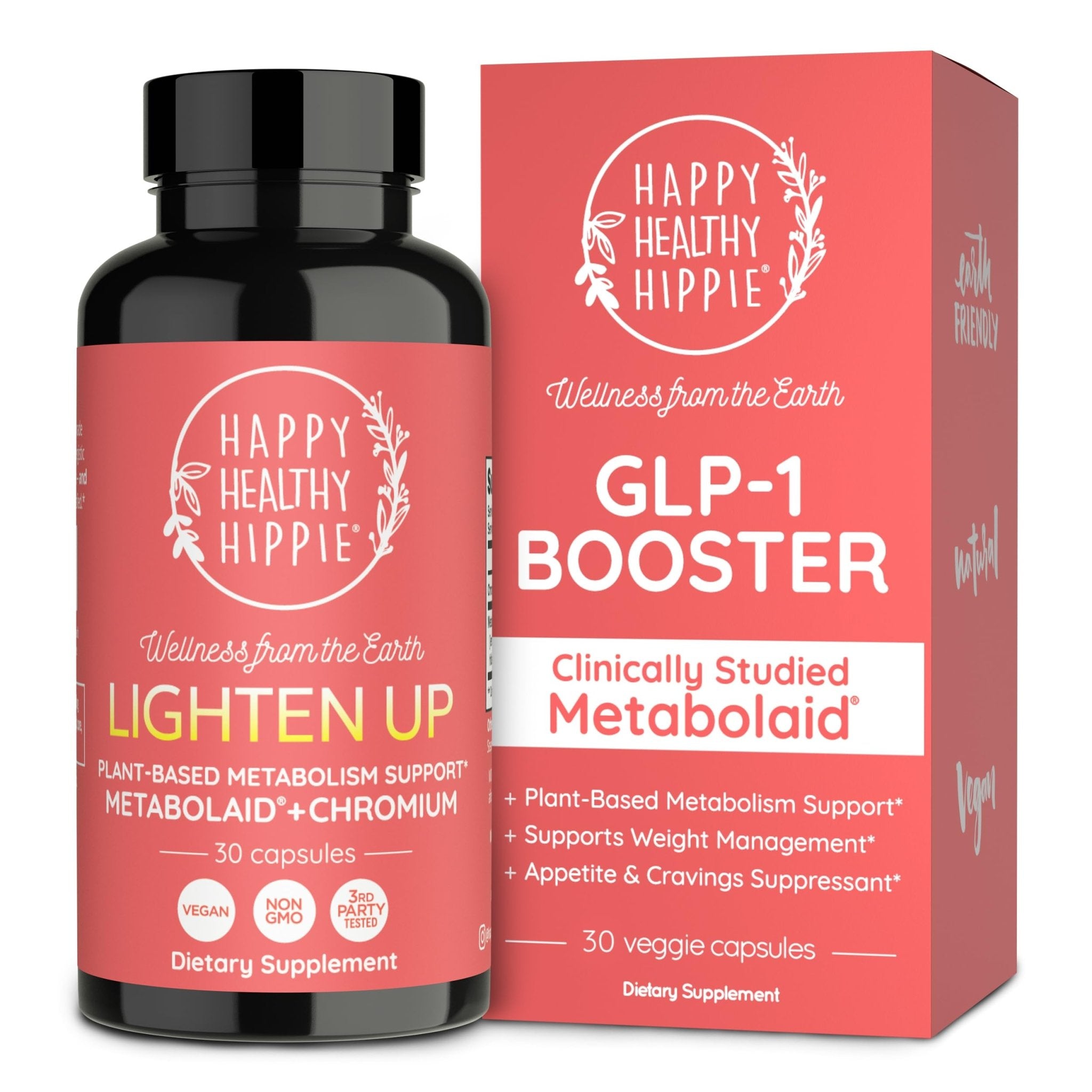 Happy Healthy Hippie GLP-1 Supplement (Metabolaid™ + Chromium) + Appetite Suppressant for Women | Metabolism Booster (AMPK) for Weight | Belly Fat Burner | Hunger & Cravings Control - 30 Vegan Caps - TrustMedUSA