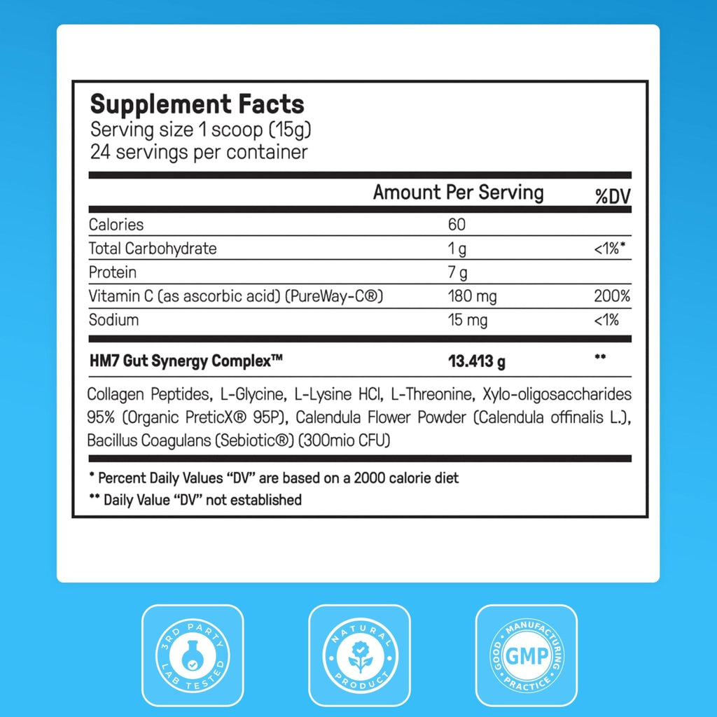Happy Mammoth Complete Gut Repair Probiotic, Prebiotic, Fiber & Collagen Supplement for Gut Health, Digestion, Healthy Gut Microbiome, Reduces Constipation & Bloating 24 Servings, Vanilla Flavor - Maple Wellness Supplements