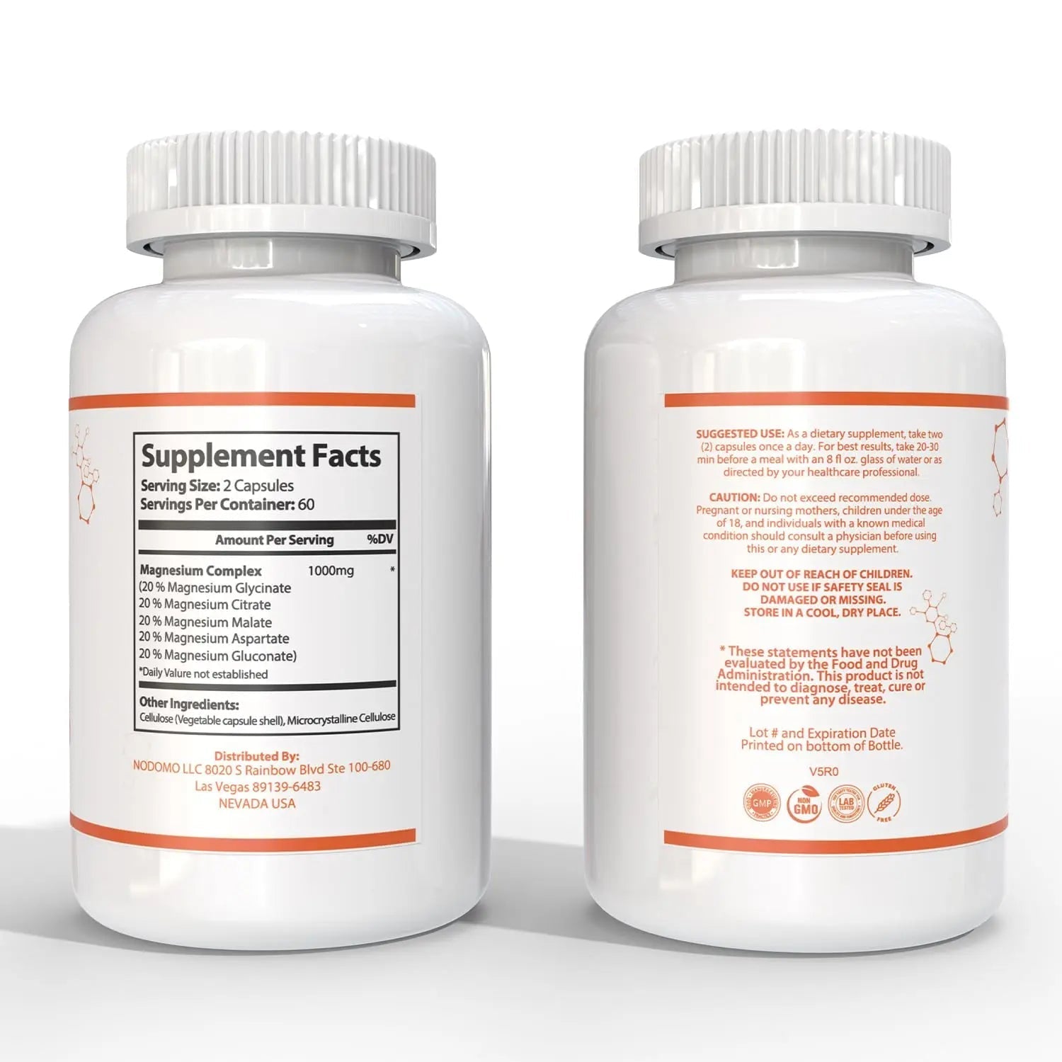 HARMONIFY Magnesium Glycinate Citrate Malate Aspartate Gluconate, 5 in 1 Formula, 120 Purified Veggie Capsule, 1000 mg, Gluten Free, Non-GMO, 60 Days Serving - TrustMedUSA
