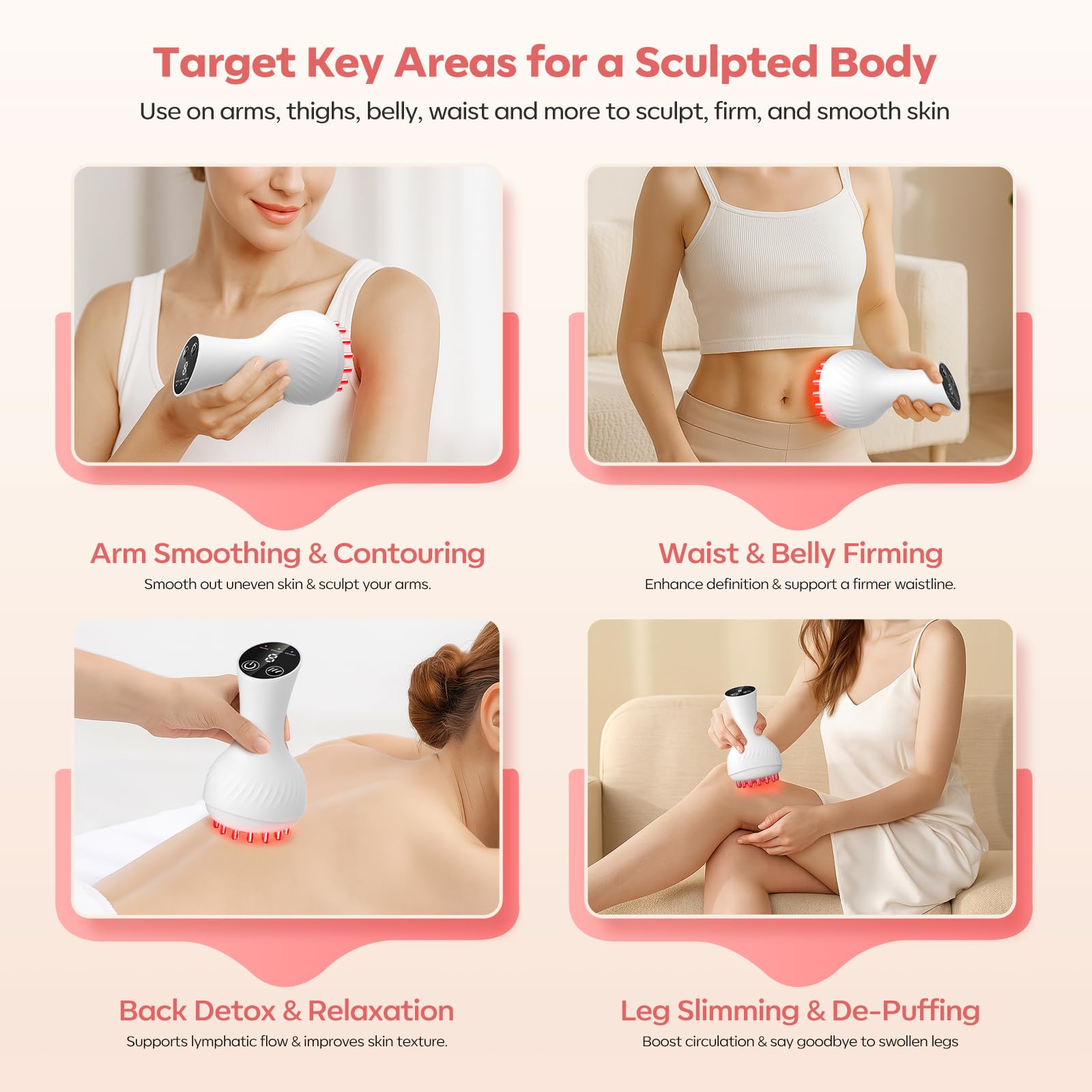 HarrFlow Lymphatic Drainage Massager & Anti Cellulite Massage Tool, Lymphatic Massager,Helps Reduce Stretch Marks & Cellulite，for Belly, Arms & Legs,Body Sculpting Machine with Heat & Vibration - Maple Wellness Supplements