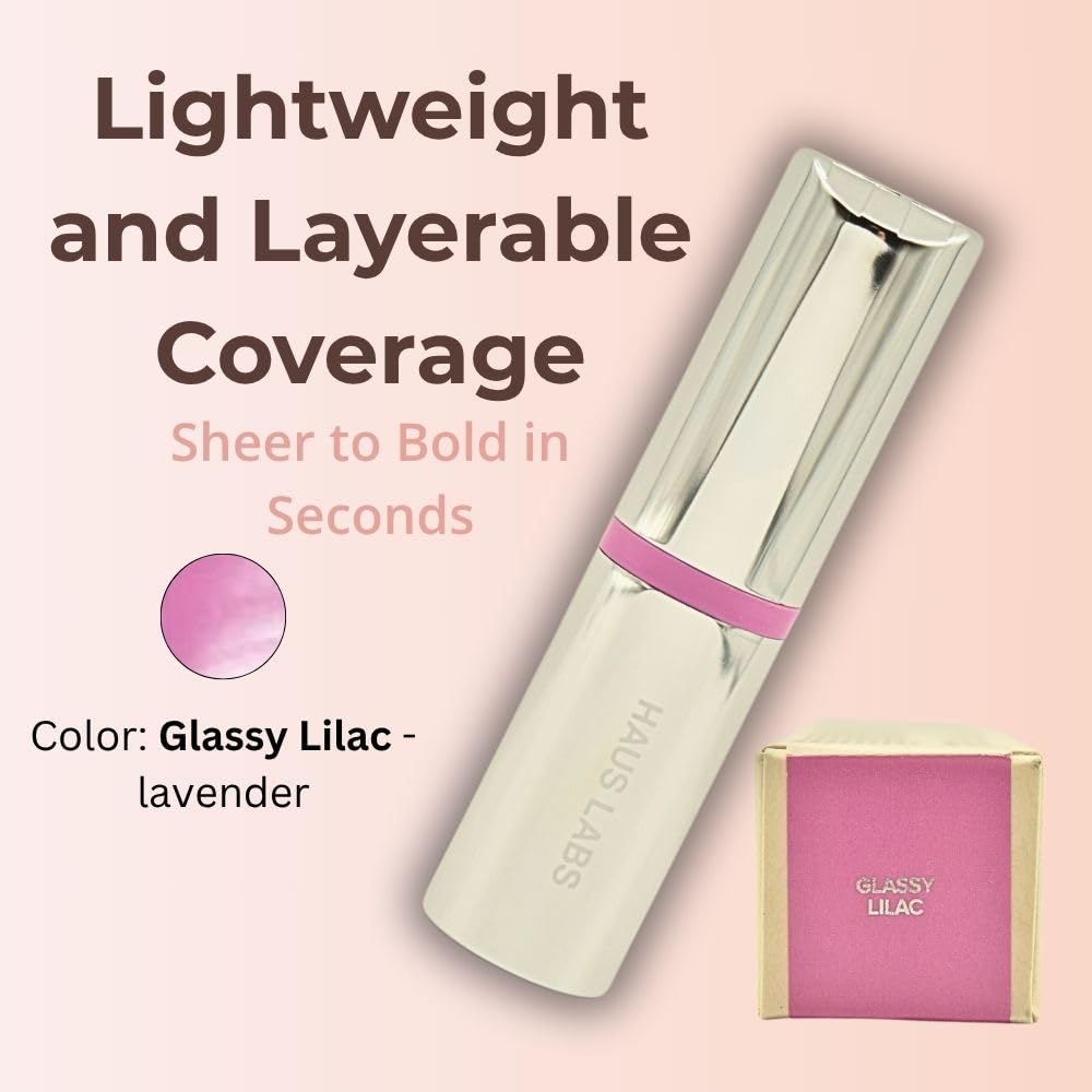 Haus Labs Color Fuse Longwear Hydrating Glassy Lip + Cheek Blush Balm Stick - Glassy Lilac - TrustMedUSA