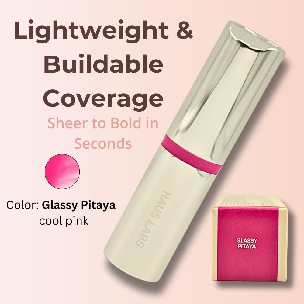 Haus Labs Color Fuse Longwear Hydrating Glassy Lip + Cheek Blush Balm Stick - Glassy Pitaya - TrustMedUSA
